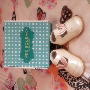 WEE SQUEAK pearl white bunny shoes size 3